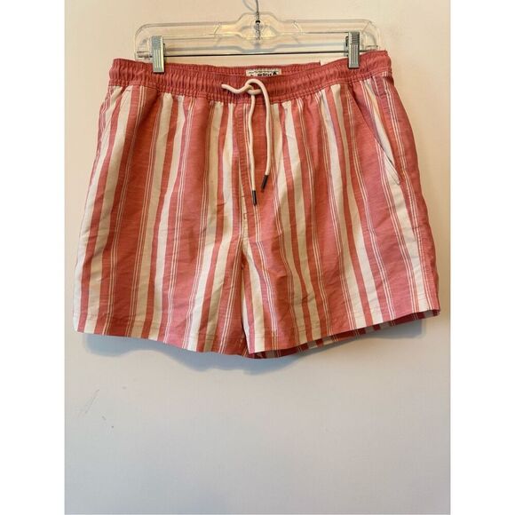 American Eagle Outfitters Other - American Eagle Swim Trunks Mens M Pink White Striped All Over Print Mesh Lined 5